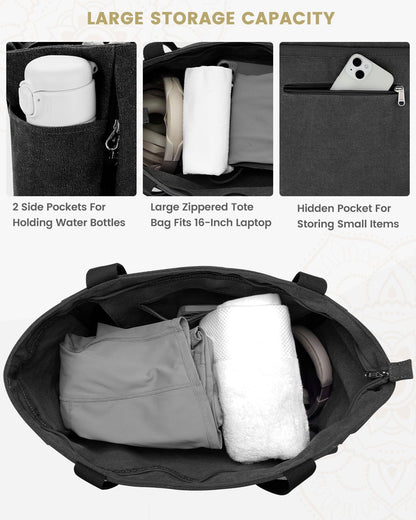Yoga Mat Bag with Zipper Mat Carrier Canvas Gym Tote