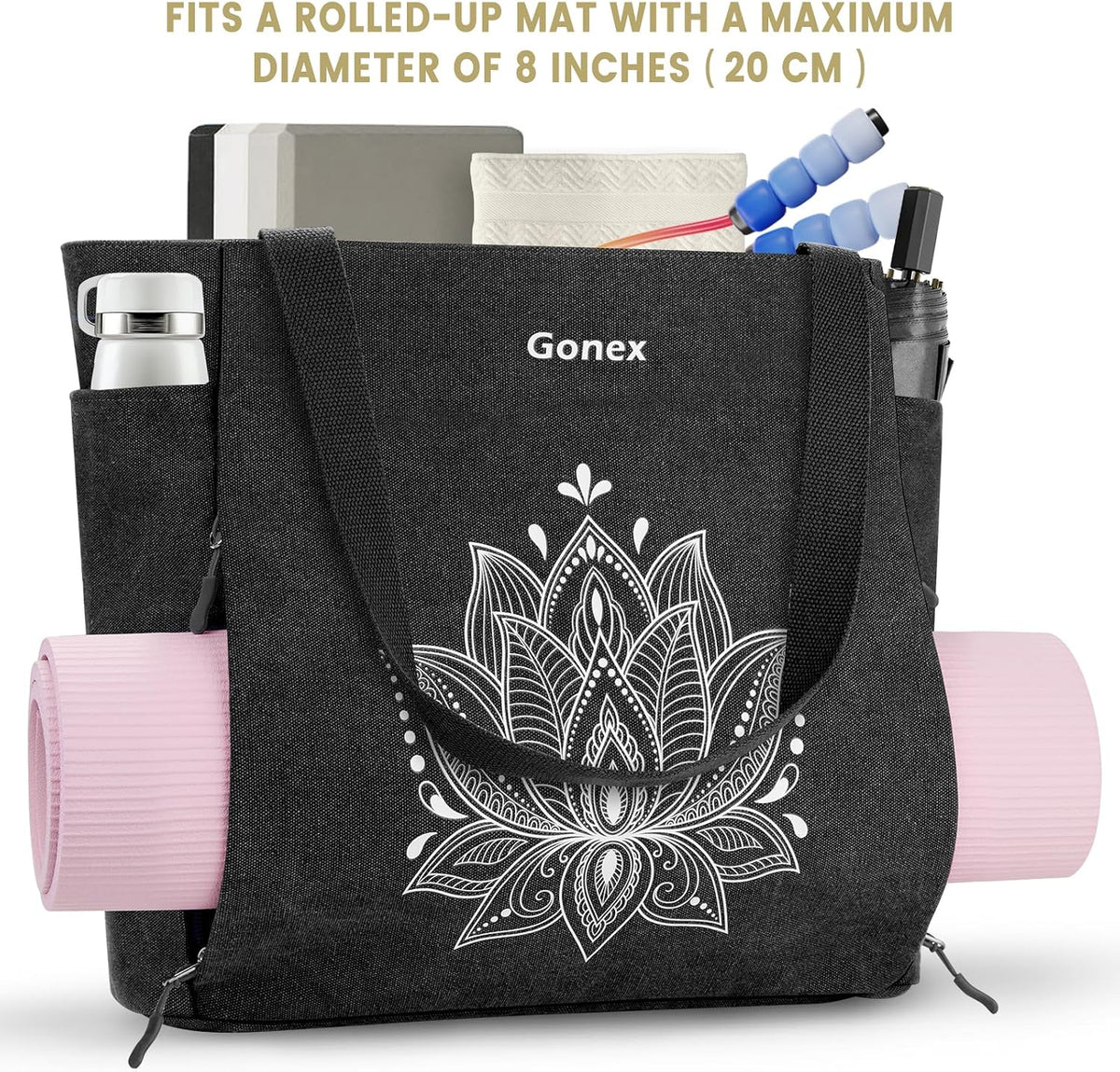 Yoga Mat Bag with Zipper Mat Carrier Canvas Gym Tote