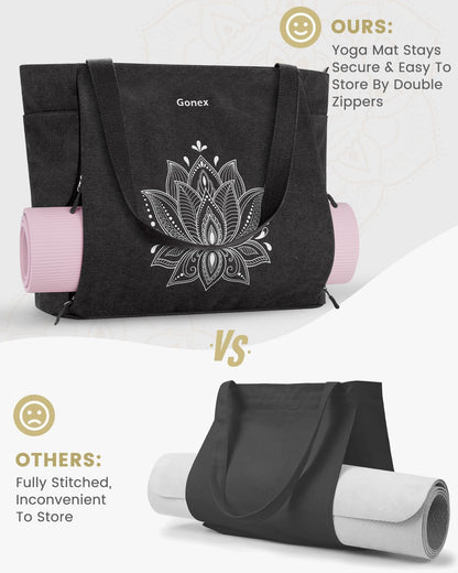 Yoga Mat Bag with Zipper Mat Carrier Canvas Gym Tote