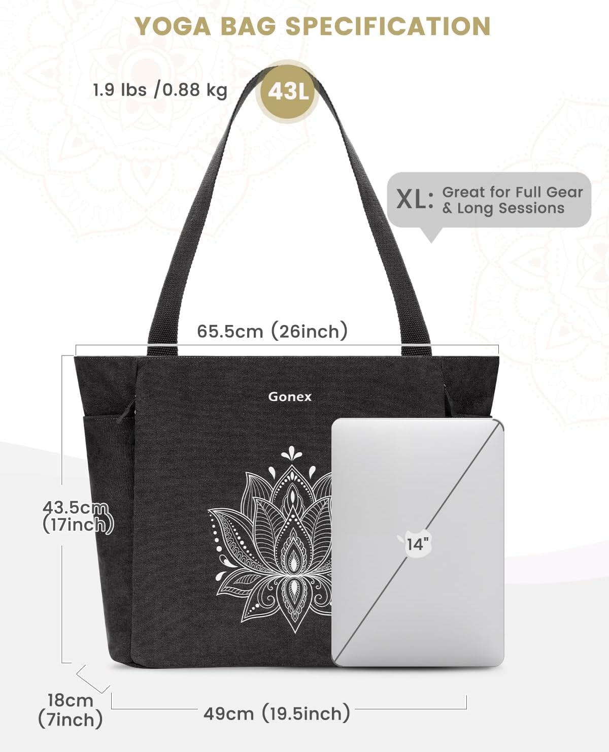 Yoga Mat Bag with Zipper Mat Carrier Canvas Gym Tote