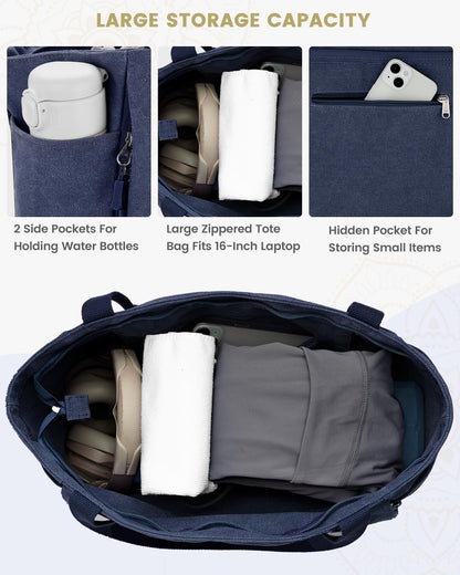 Yoga Mat Bag with Zipper Mat Carrier Canvas Gym Tote