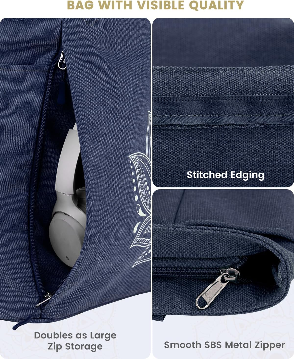 Yoga Mat Bag with Zipper Mat Carrier Canvas Gym Tote