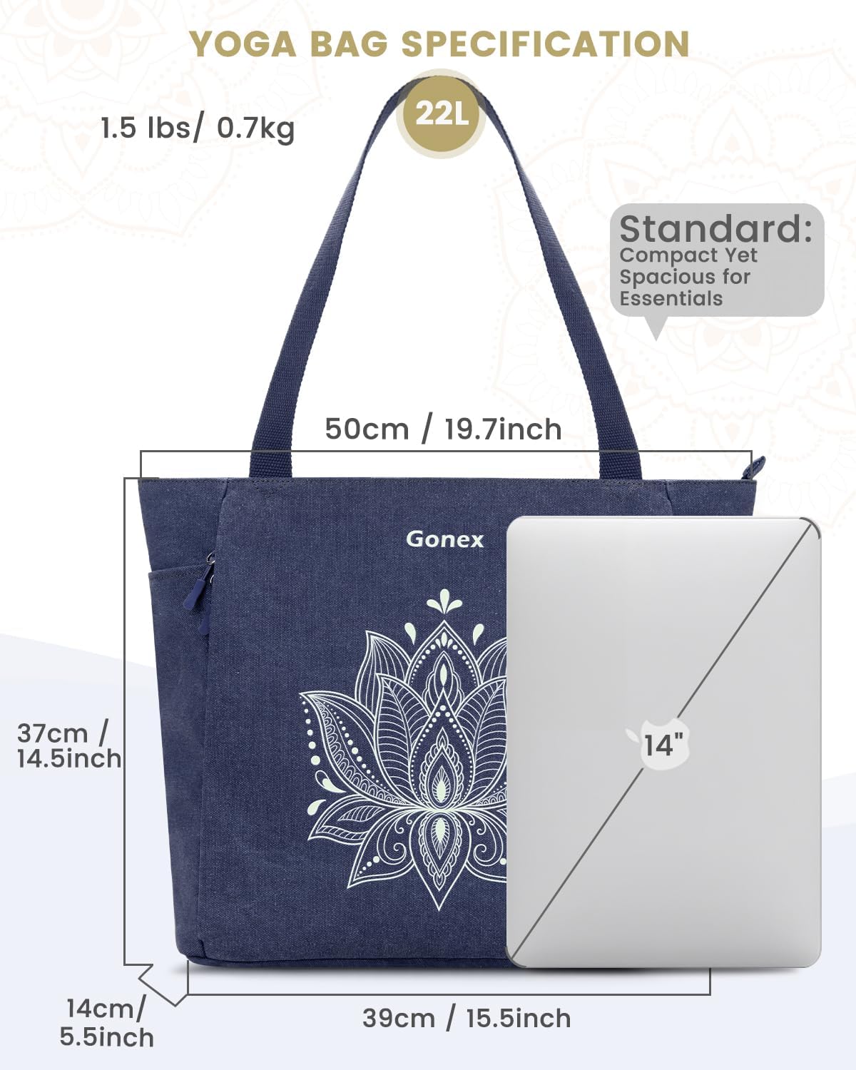 Yoga Mat Bag with Zipper Mat Carrier Canvas Gym Tote