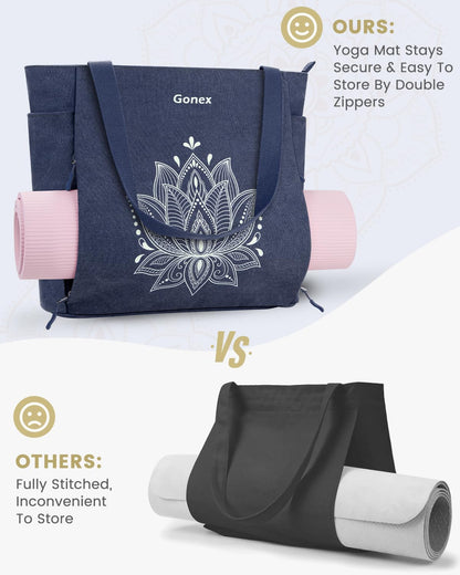 Yoga Mat Bag with Zipper Mat Carrier Canvas Gym Tote