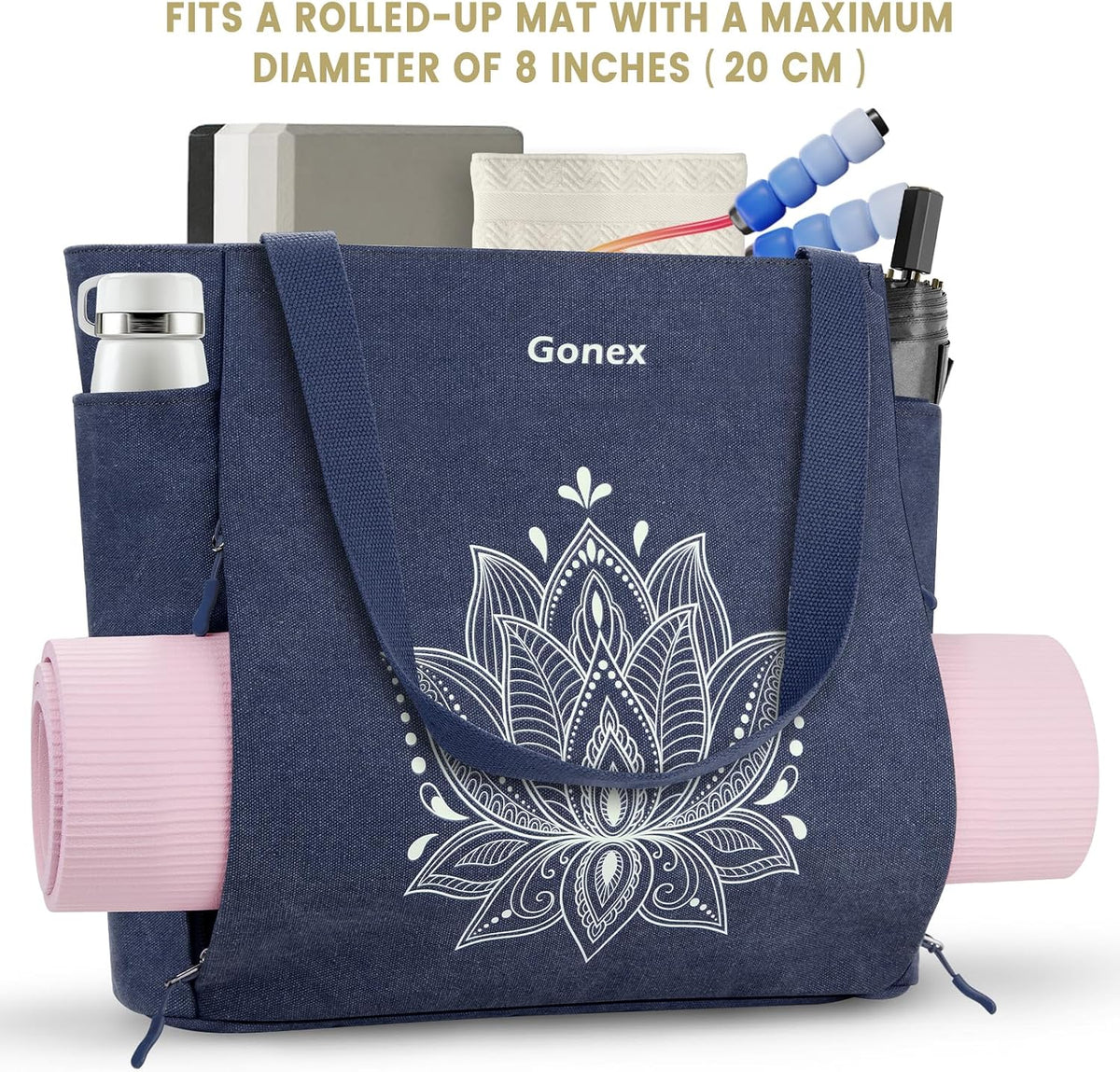 Yoga Mat Bag with Zipper Mat Carrier Canvas Gym Tote