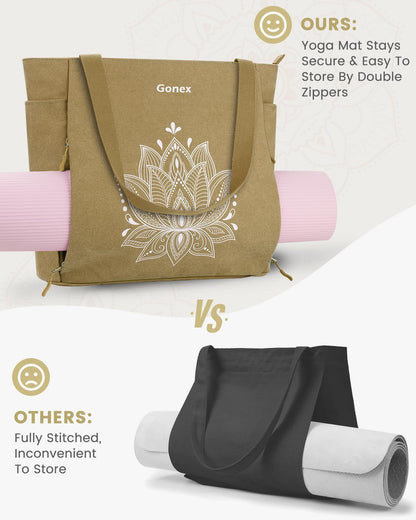 Yoga Mat Bag with Zipper Mat Carrier Canvas Gym Tote