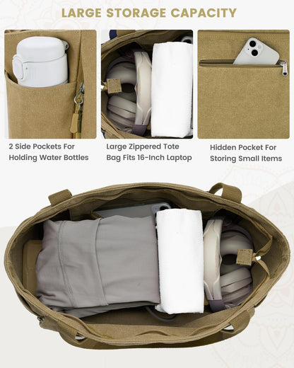 Yoga Mat Bag with Zipper Mat Carrier Canvas Gym Tote