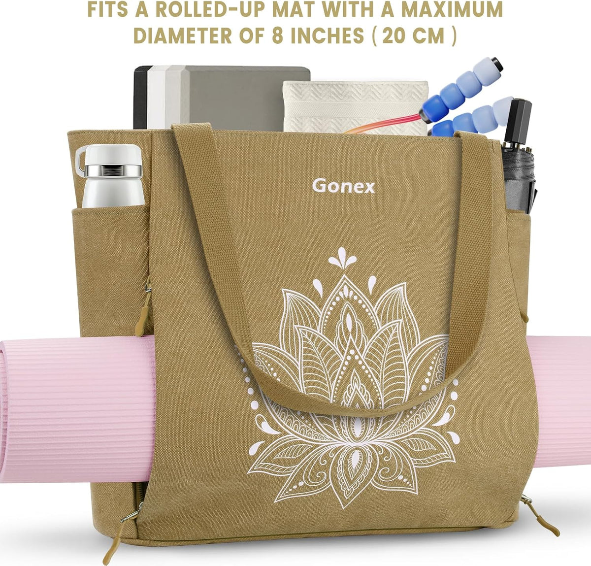 Yoga Mat Bag with Zipper Mat Carrier Canvas Gym Tote