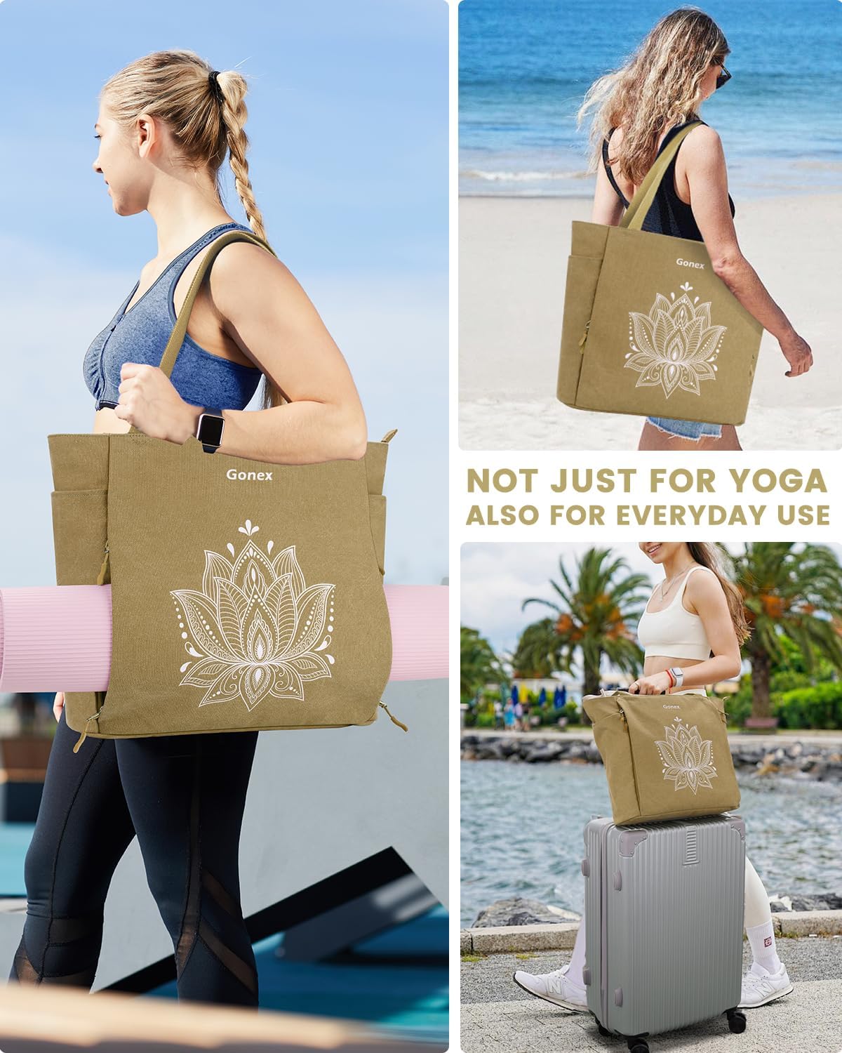 Yoga Mat Bag with Zipper Mat Carrier Canvas Gym Tote