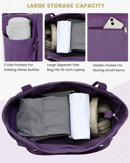 Yoga Mat Bag with Zipper Mat Carrier Canvas Gym Tote