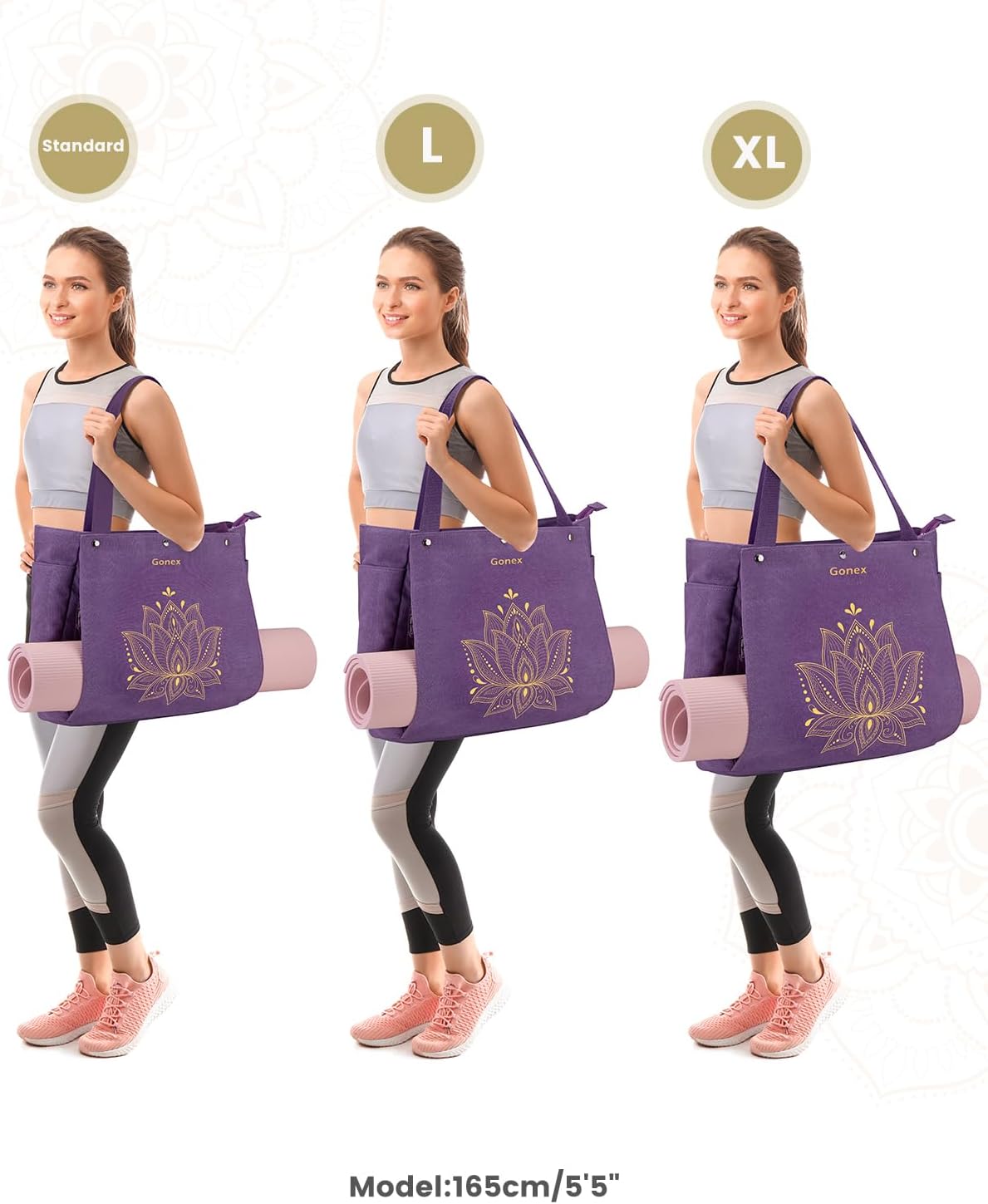 Yoga Mat Bag with Zipper Mat Carrier Canvas Gym Tote