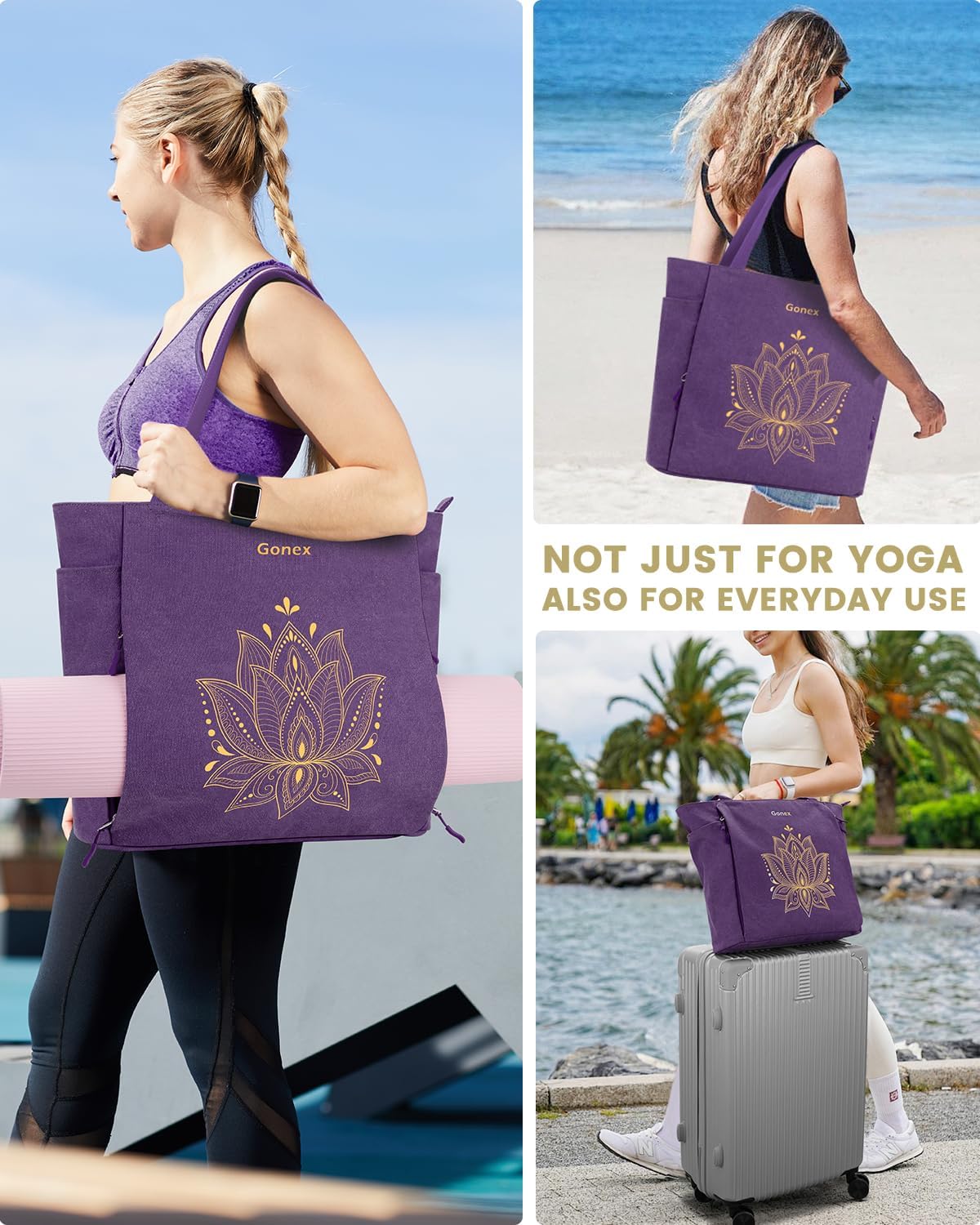 Yoga Mat Bag with Zipper Mat Carrier Canvas Gym Tote