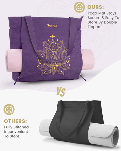 Yoga Mat Bag with Zipper Mat Carrier Canvas Gym Tote