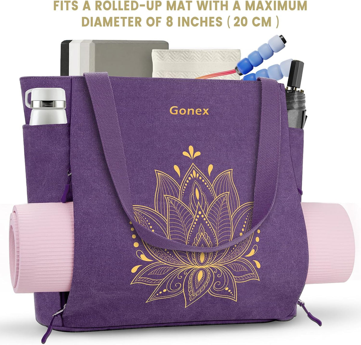 Yoga Mat Bag with Zipper Mat Carrier Canvas Gym Tote