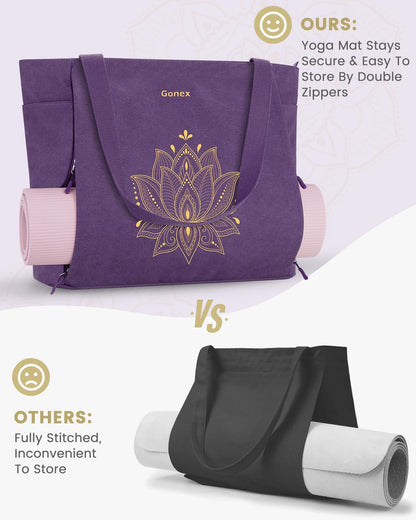 Yoga Mat Bag with Zipper Mat Carrier Canvas Gym Tote