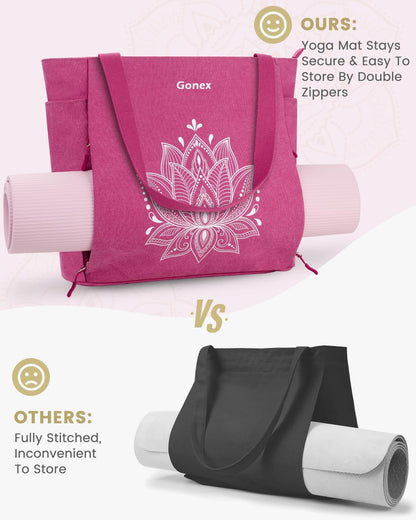 Yoga Mat Bag with Zipper Mat Carrier Canvas Gym Tote