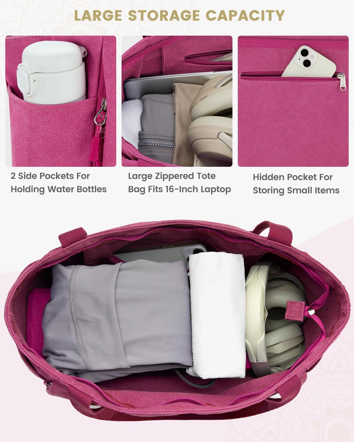 Yoga Mat Bag with Zipper Mat Carrier Canvas Gym Tote