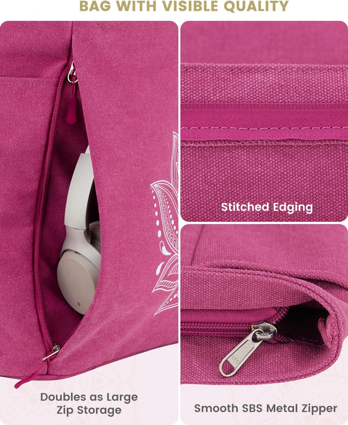 Yoga Mat Bag with Zipper Mat Carrier Canvas Gym Tote