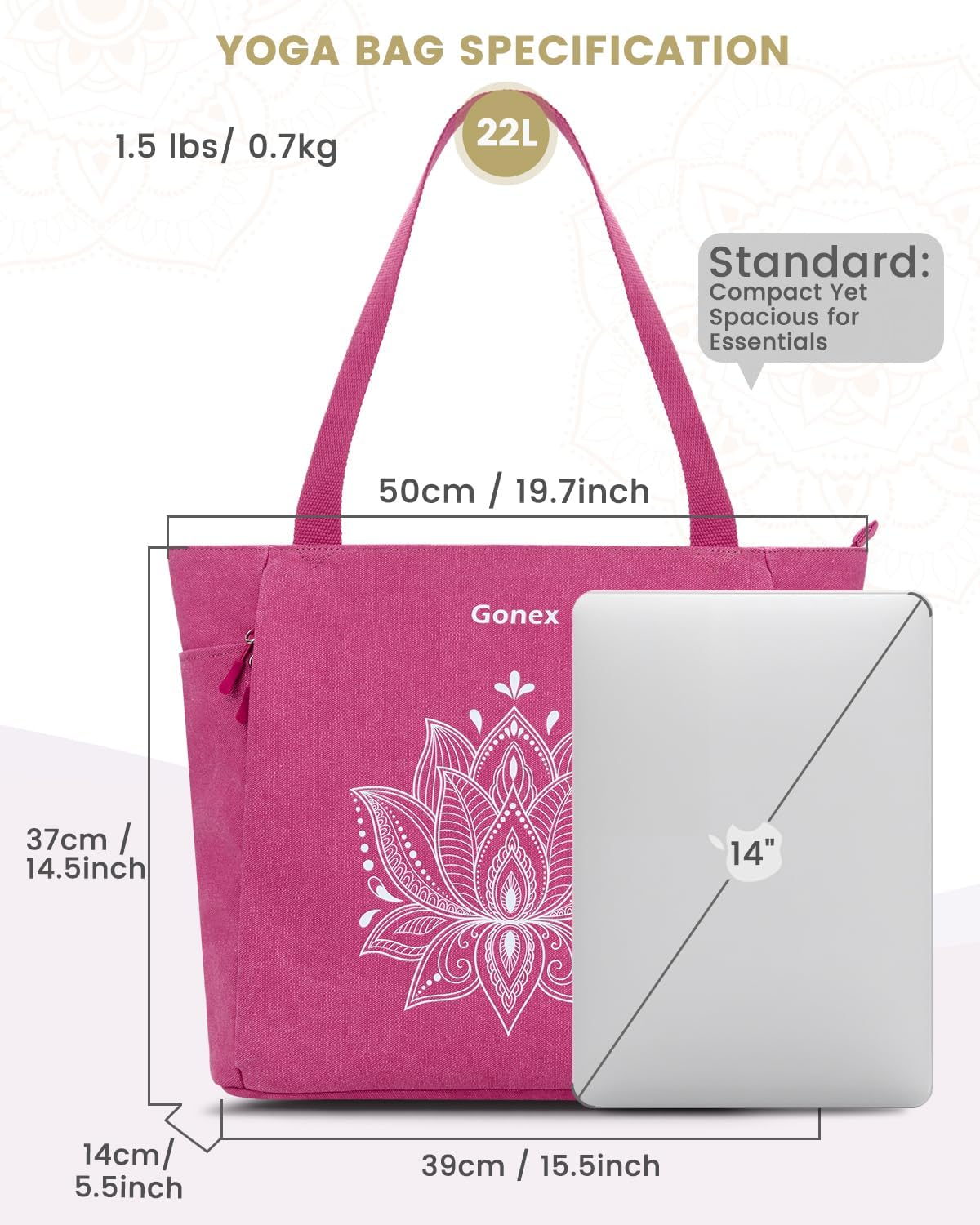 Yoga Mat Bag with Zipper Mat Carrier Canvas Gym Tote