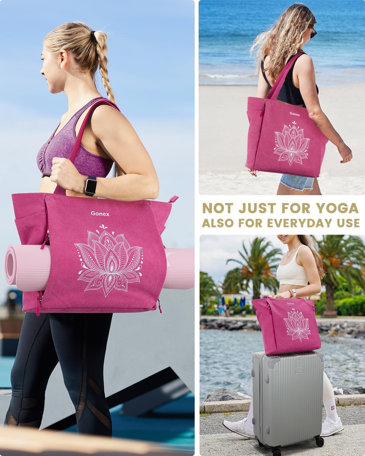 Yoga Mat Bag with Zipper Mat Carrier Canvas Gym Tote