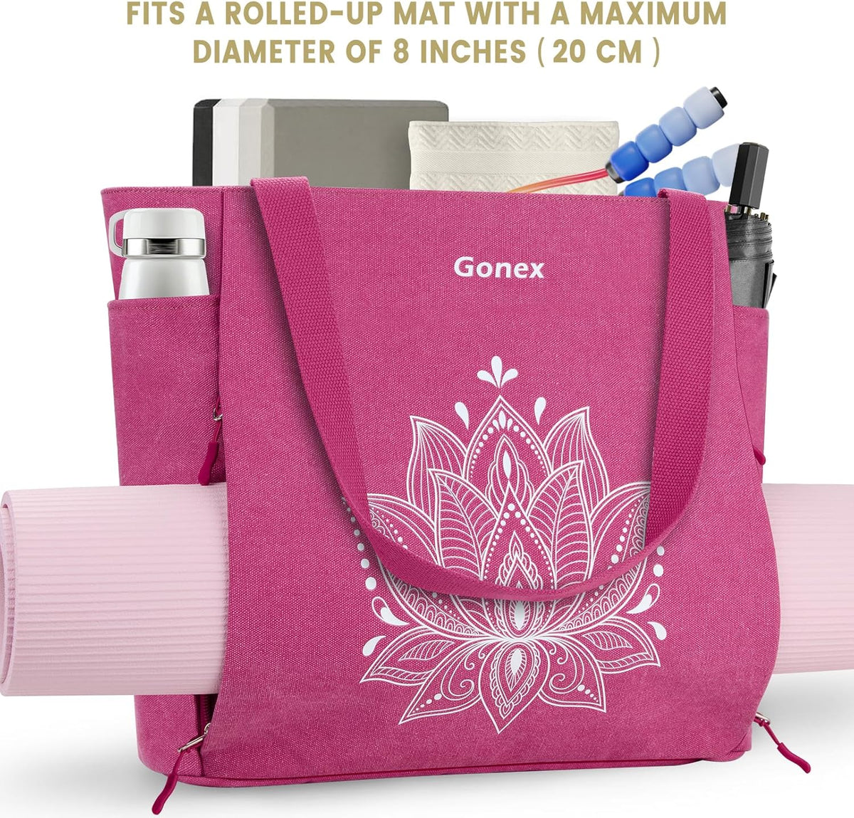 Yoga Mat Bag with Zipper Mat Carrier Canvas Gym Tote