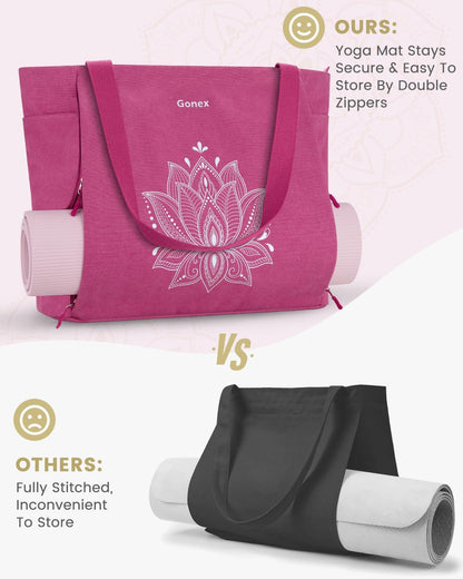 Yoga Mat Bag with Zipper Mat Carrier Canvas Gym Tote