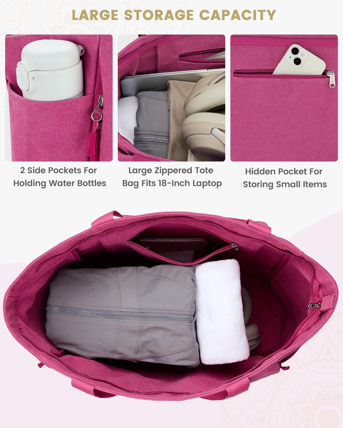Yoga Mat Bag with Zipper Mat Carrier Canvas Gym Tote