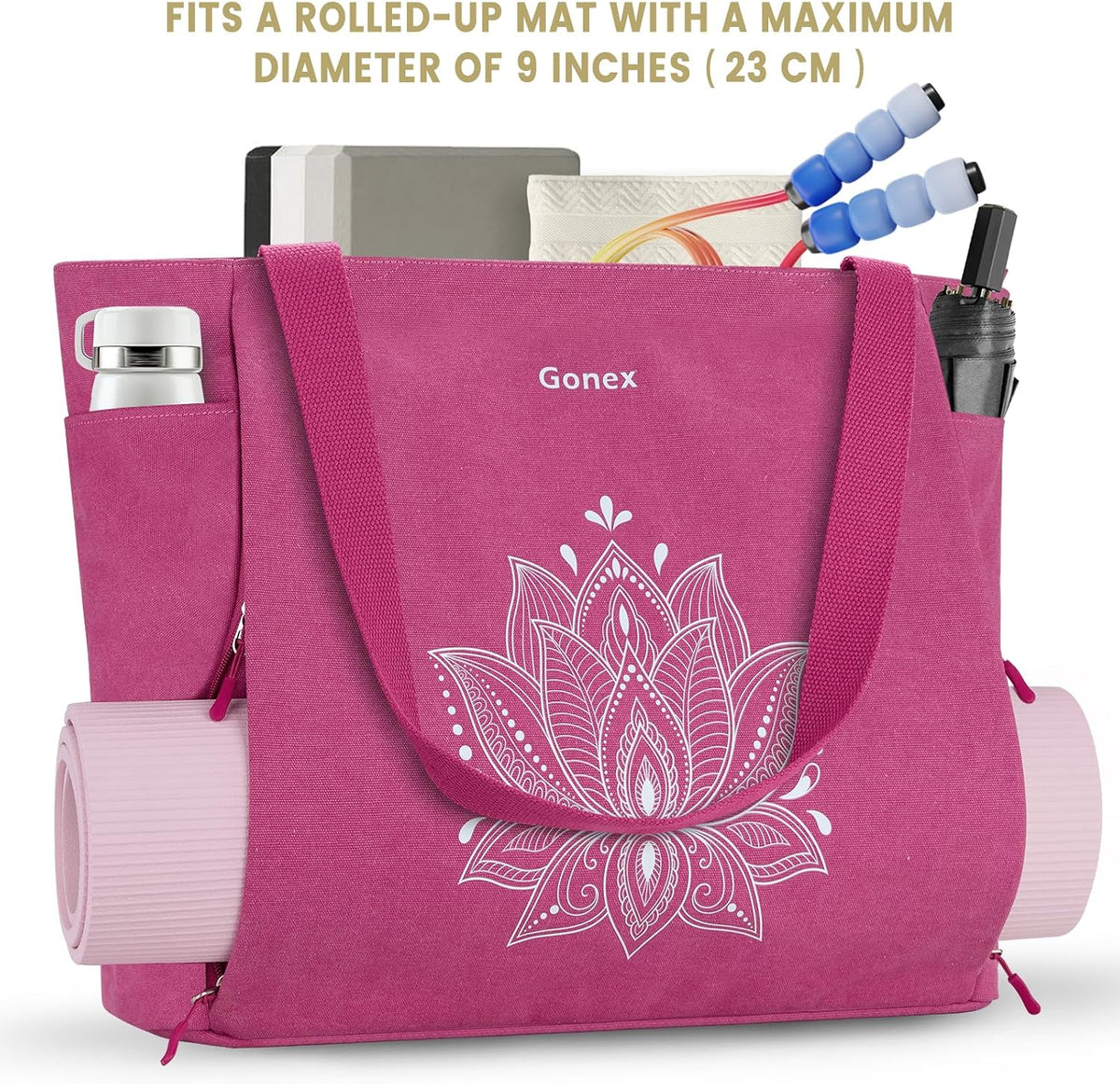 Yoga Mat Bag with Zipper Mat Carrier Canvas Gym Tote