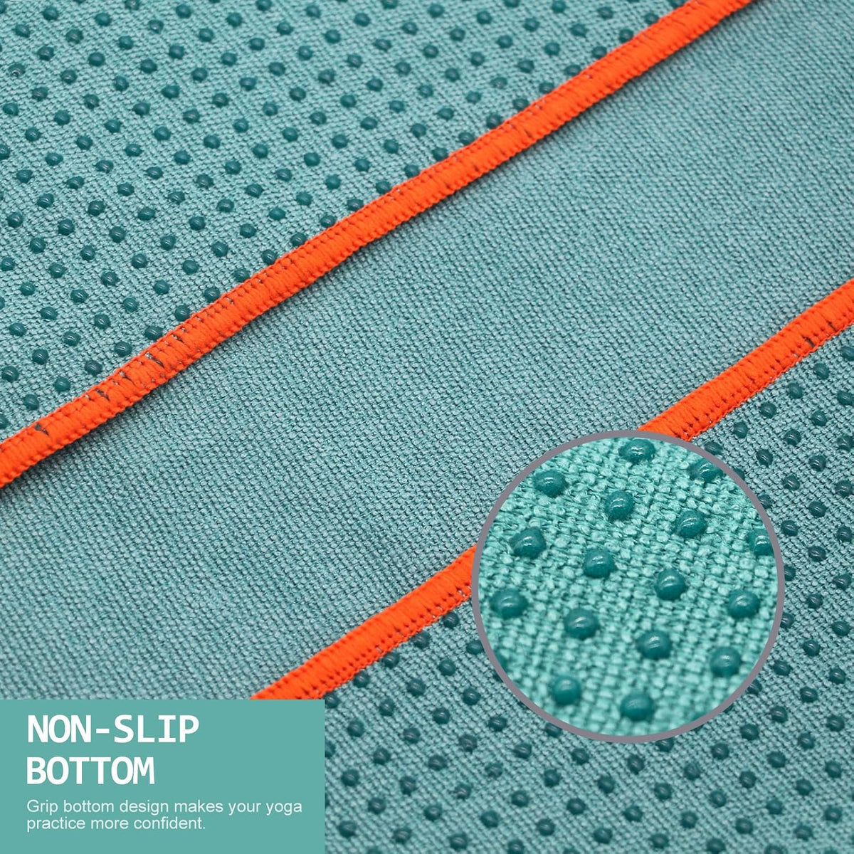 2 Pack Hot Yoga Towel with Grip Dot, Non Slip Yoga Mat Towe Sweat Absorbent Towel for Hot Yoga,Bikram, Pilates and Fitness 72" x 24", Dark Cyan/Steel Blue