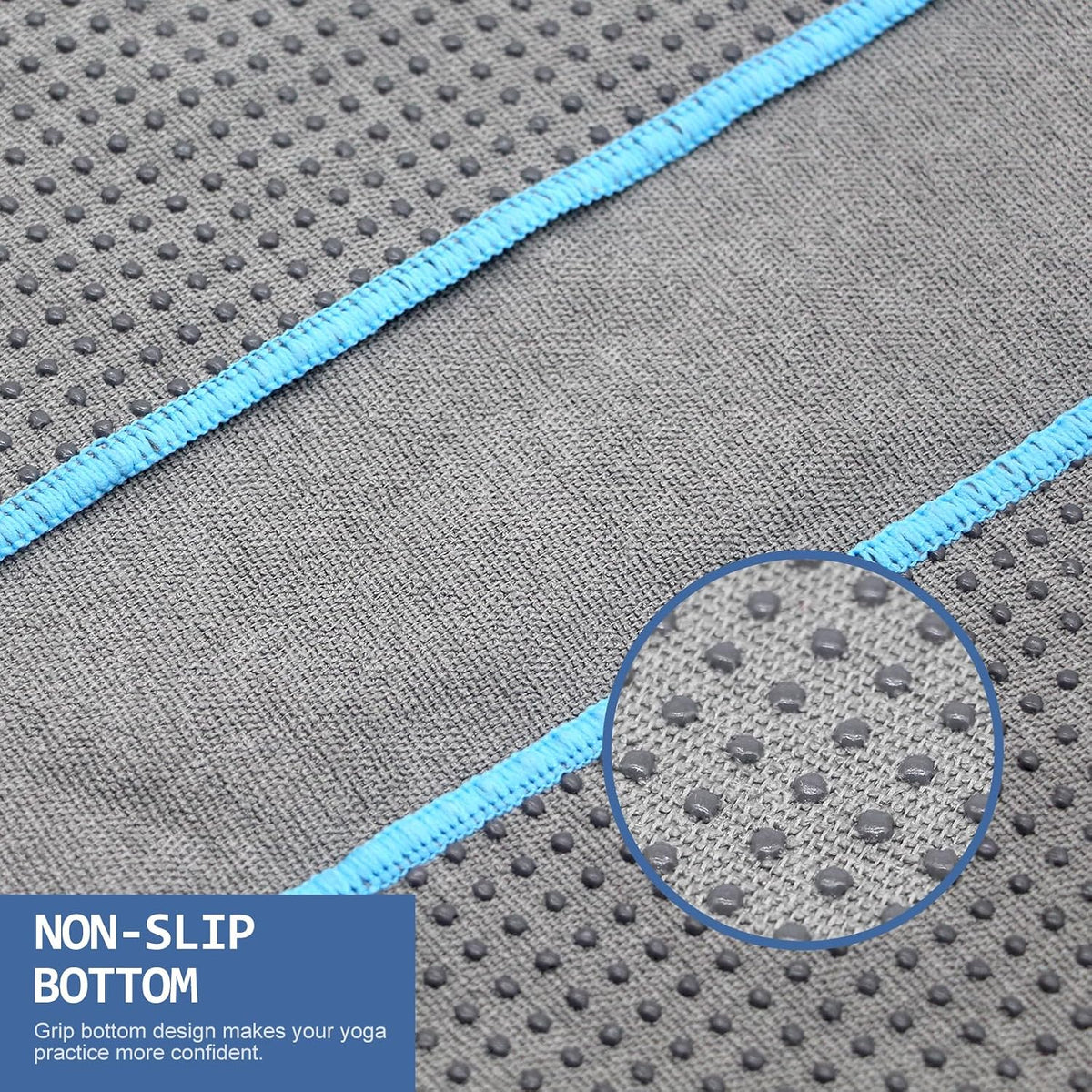 2 Pack Hot Yoga Towel with Grip Dot, Non Slip Yoga Mat Towe Sweat Absorbent Towel for Hot Yoga,Bikram, Pilates and Fitness 72" x 24", Dark Cyan/Steel Blue