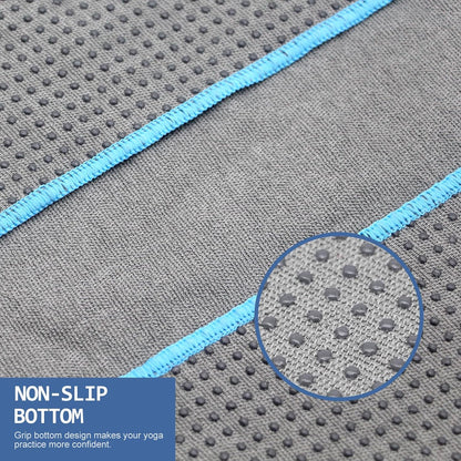 2 Pack Hot Yoga Towel with Grip Dot, Non Slip Yoga Mat Towe Sweat Absorbent Towel for Hot Yoga,Bikram, Pilates and Fitness 72" x 24", Dark Cyan/Steel Blue