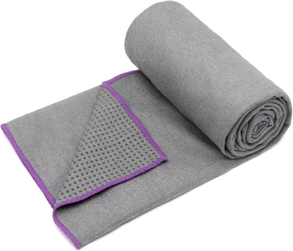2 Pack Hot Yoga Towel with Grip Dot, Non Slip Yoga Mat Towe Sweat Absorbent Towel for Hot Yoga,Bikram, Pilates and Fitness 72" x 24", Dark Cyan/Steel Blue