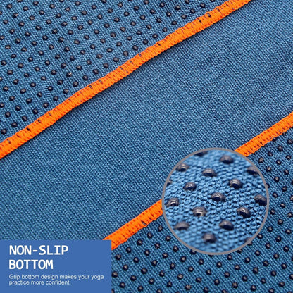 2 Pack Hot Yoga Towel with Grip Dot, Non Slip Yoga Mat Towe Sweat Absorbent Towel for Hot Yoga,Bikram, Pilates and Fitness 72" x 24", Dark Cyan/Steel Blue