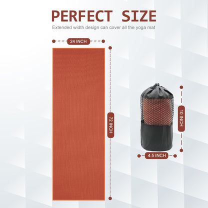 2 Pack Hot Yoga Towel with Grip Dot, Non Slip Yoga Mat Towe Sweat Absorbent Towel for Hot Yoga,Bikram, Pilates and Fitness 72" x 24", Dark Cyan/Steel Blue