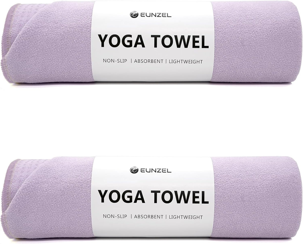 2 Pack Hot Yoga Towel with Grip Dot, Non Slip Yoga Mat Towe Sweat Absorbent Towel for Hot Yoga,Bikram, Pilates and Fitness 72" x 24", Dark Cyan/Steel Blue