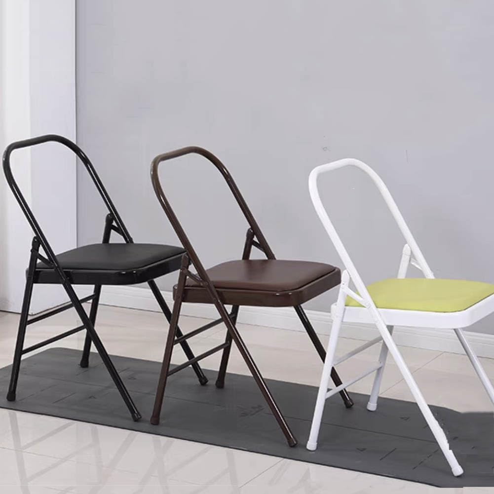 Pilates Yoga Assist Chair - Backless Folding Chair for Abs and Core,Balance Inversions,Flexibility,Strength Training,Brown