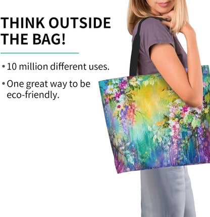 Tote Shoulder Bag Large Durable Reusable Eco-friendly Handbag Lightweight Stylish for Daily Use-19.7x15.7x5.9 Inch - Colors A