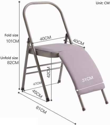 Backless Yoga Chair,Folding Yoga Chair,Yoga Auxiliary Chair with Lumbar Back Support,with Non-Slip Foot Covers,Yoga Auxiliary Chair,Balance Handstand Training Tool,Purple