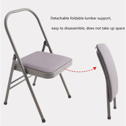 Backless Yoga Chair,Folding Yoga Chair,Yoga Auxiliary Chair with Lumbar Back Support,with Non-Slip Foot Covers,Yoga Auxiliary Chair,Balance Handstand Training Tool,Purple