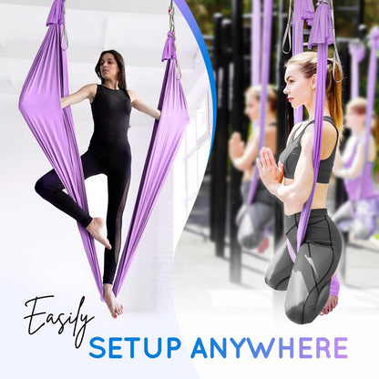 Aerial Yoga Hammock 5.5 Yards, 198 Inches Height Aerial Silks, Yoga Trapeze Increasing Strength, Flexibility and Balance