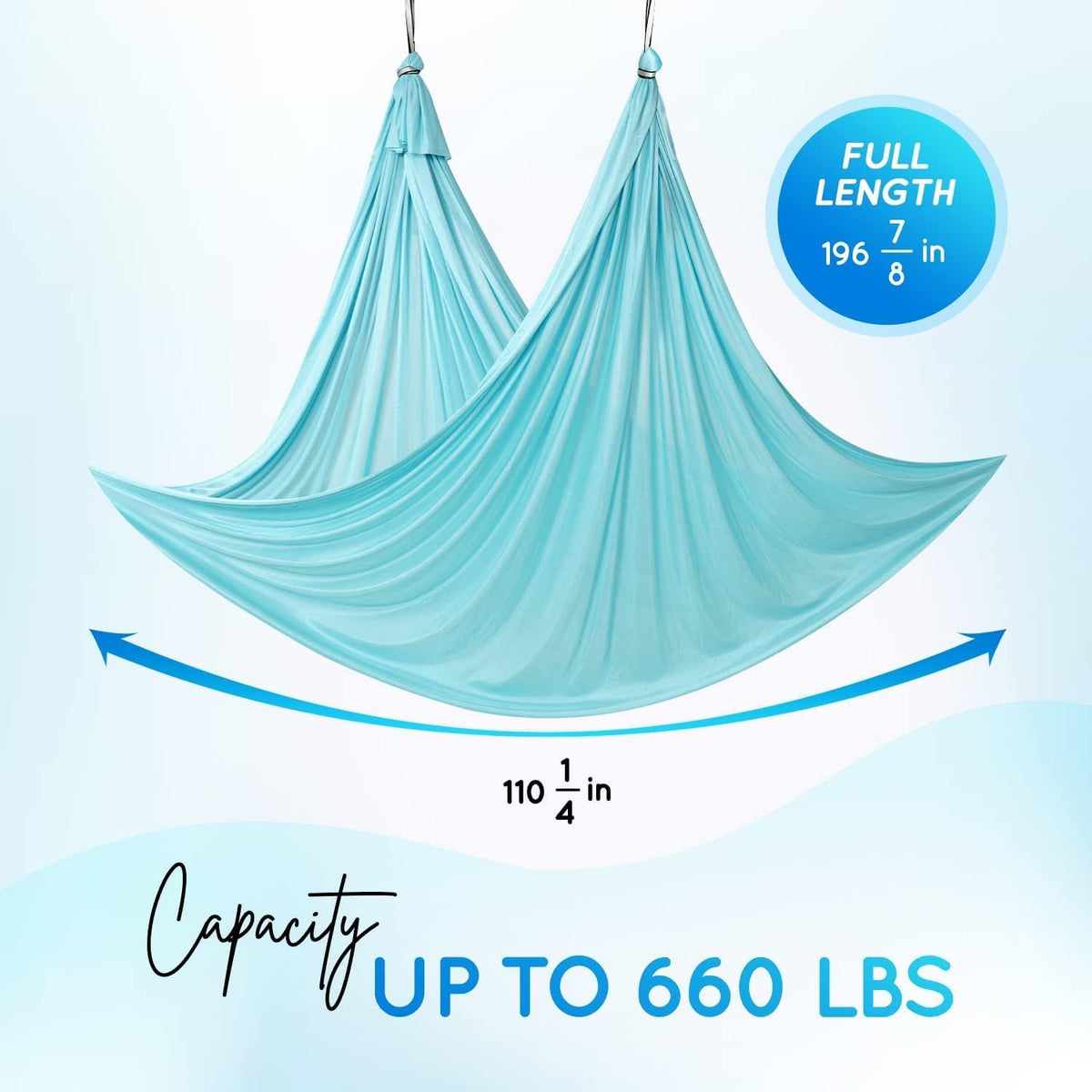 Aerial Yoga Hammock 5.5 Yards, 198 Inches Height Aerial Silks, Yoga Trapeze Increasing Strength, Flexibility and Balance