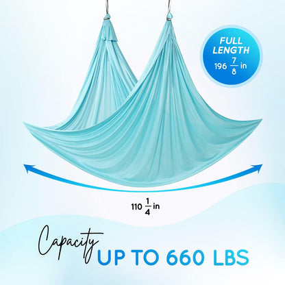 Aerial Yoga Hammock 5.5 Yards, 198 Inches Height Aerial Silks, Yoga Trapeze Increasing Strength, Flexibility and Balance