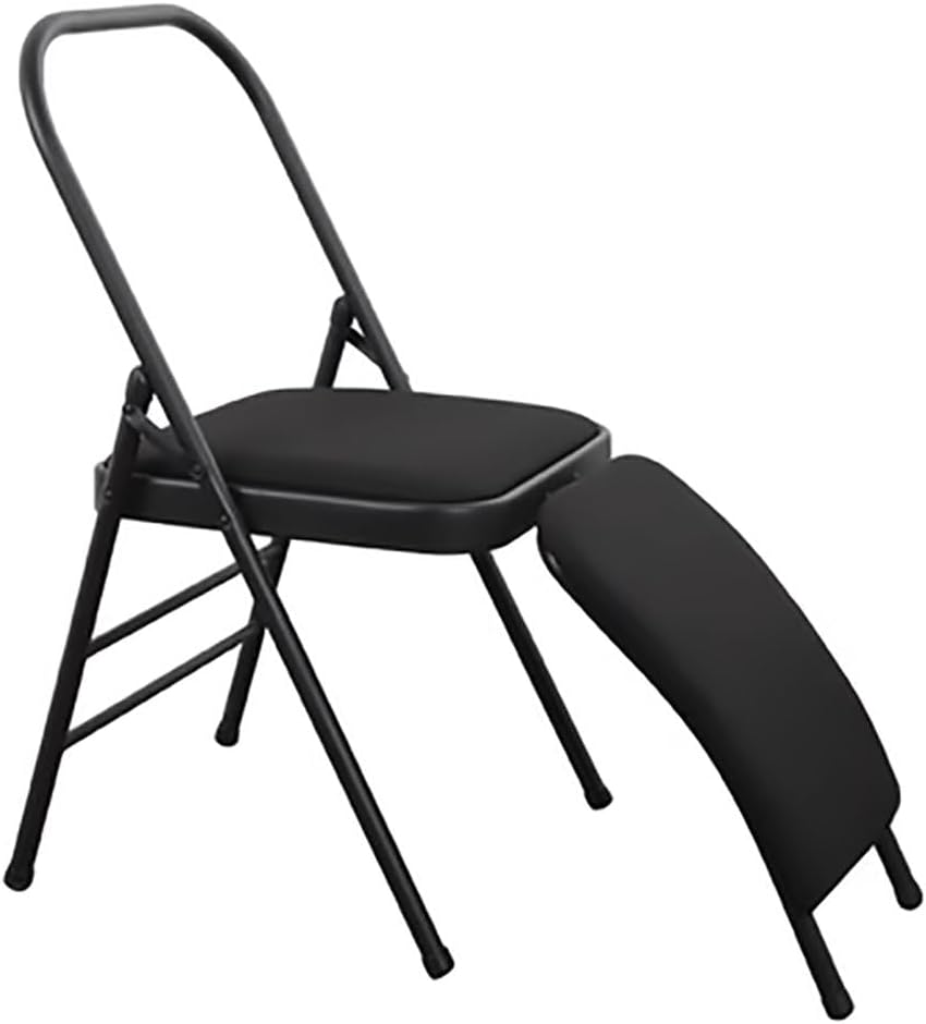 Yoga Auxiliary Chair with Lumbar Back Support,Folding Yoga Chair,Metal Frame,Iyengar Yoga Chair,Pilates Yoga Chair,Yoga Inversion Chair Gray, Black, Purple,Grey-A