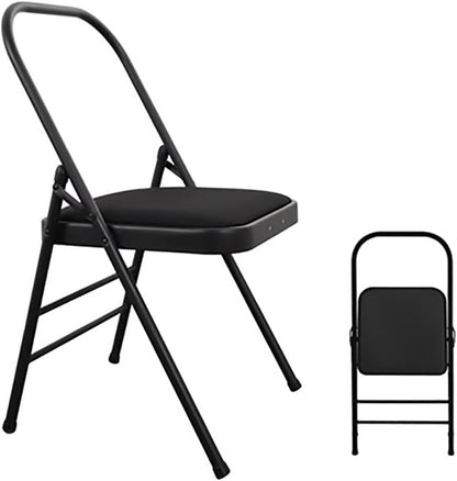 Yoga Auxiliary Chair with Lumbar Back Support,Folding Yoga Chair,Metal Frame,Iyengar Yoga Chair,Pilates Yoga Chair,Yoga Inversion Chair Gray, Black, Purple,Grey-A