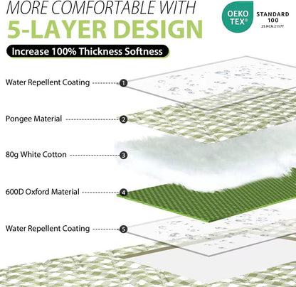 ZAZE Extra Large Picnic Outdoor Blanket, 80''x80'' Waterproof Foldable Blankets Gingham Picnic Mat for Beach, Camping Grass Lawn Park Accessories Cute Couple Gifts Ideas Wedding Registry(Green White)