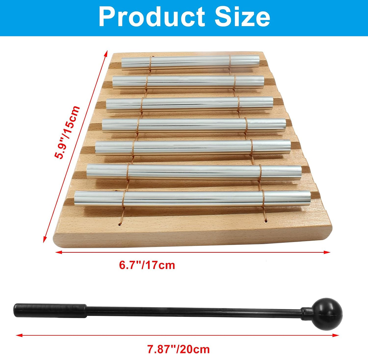 Meditation Chimes, Seven Tone Hand Chimes Instrument, 1 Set