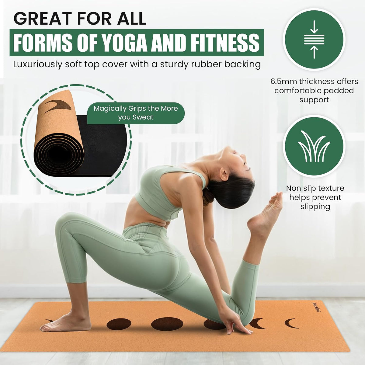 Yoga Mats - Luxuriously Soft, Thick, Non-Slip, Hot Yoga Mat. Eco Printed. Designed to grip better with a sweaty yoga practice!