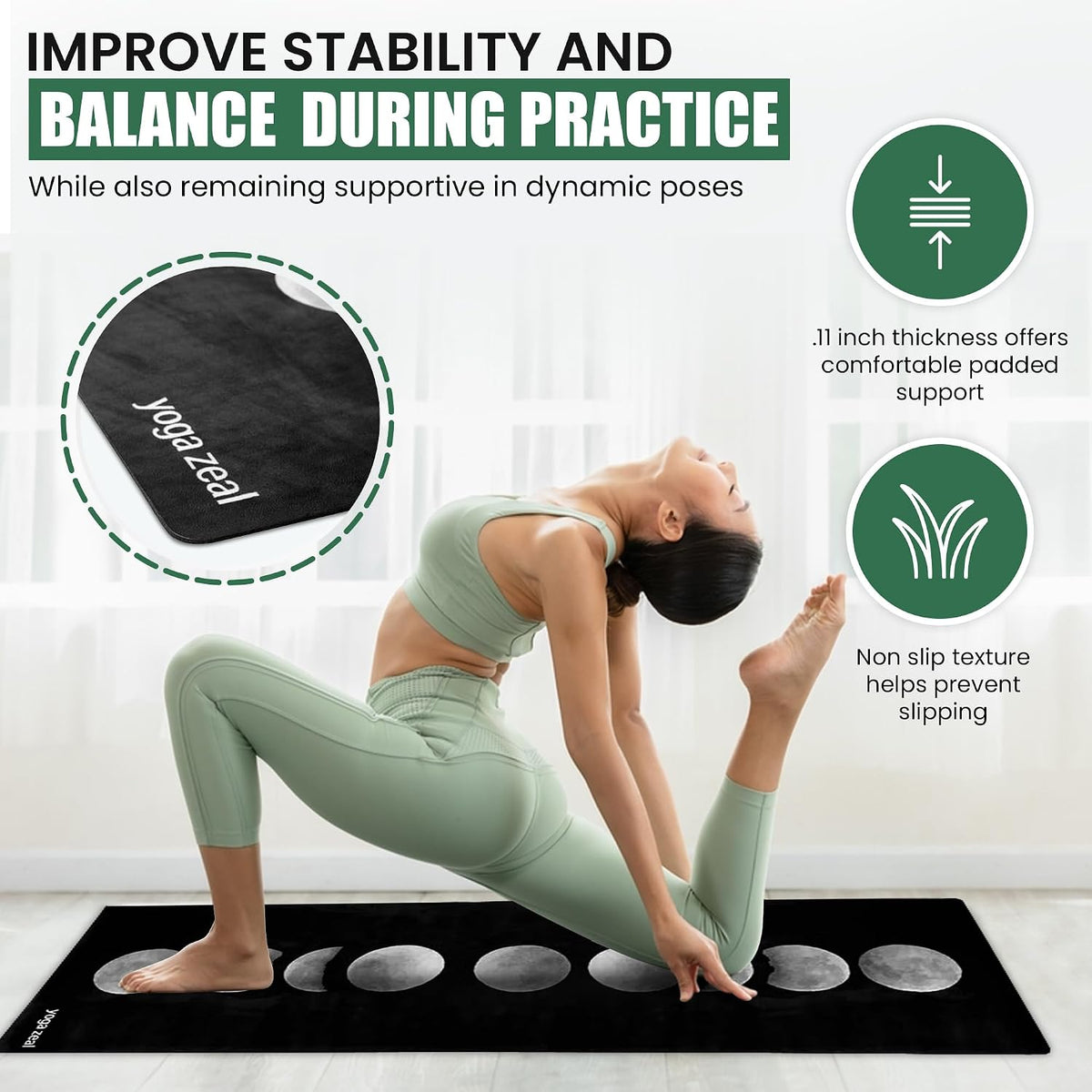 Yoga Mats - Luxuriously Soft, Thick, Non-Slip, Hot Yoga Mat. Eco Printed. Designed to grip better with a sweaty yoga practice!