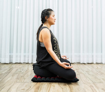Meditation Cushion Set – 1 Small Zafu Yoga Pillow and 1 Small Roll-Up Zabuton Mat Filled with Kapok