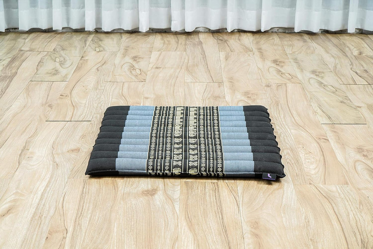 Meditation Cushion Set – 1 Small Zafu Yoga Pillow and 1 Small Roll-Up Zabuton Mat Filled with Kapok